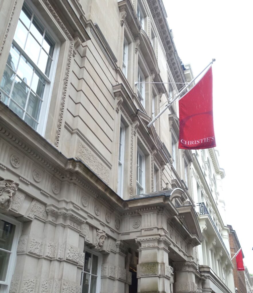 Christie's flag at its door