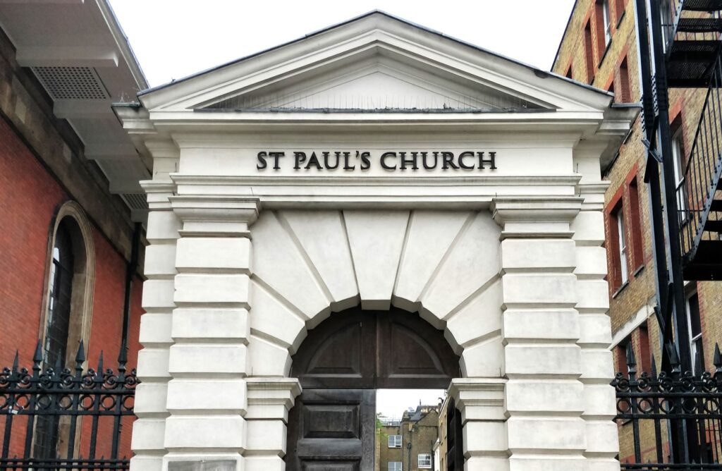 The covent garden gate of St Paul's church