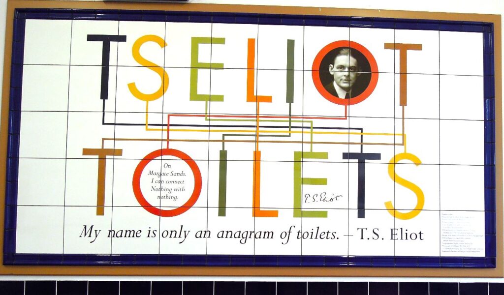 Mural of T.S.Eliot as an anagram of Toilets