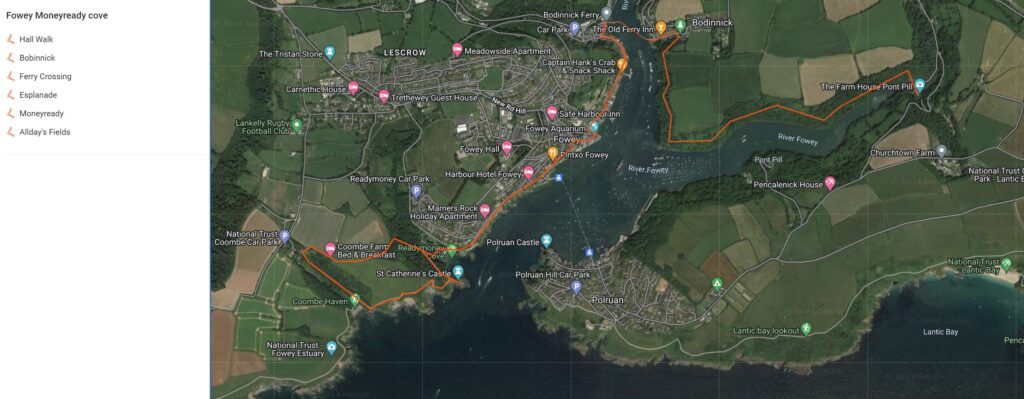 walking route to Fowey and Readmoney