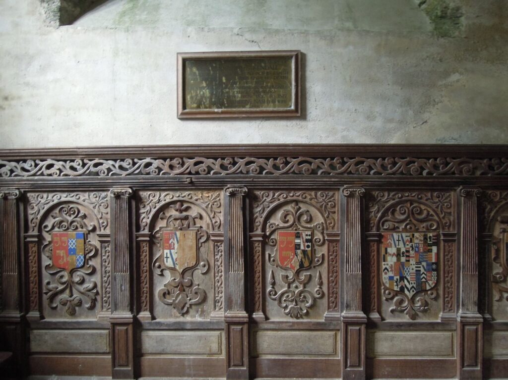 Wooden panels in the church